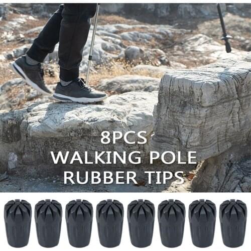 8pcs Thickened Universal Trekking Pole Hiking Wear Resistant Stick Ends Outdoor Camping Rubber Tip Walking Replacement Parts