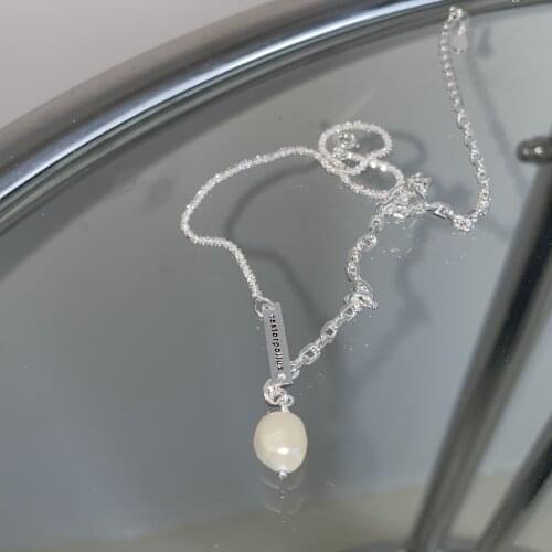 925 sterling silver Asymmetric chain pearl Choker Necklace for Women Bead Statement Necklace Elegant pearl Pendant Necklace