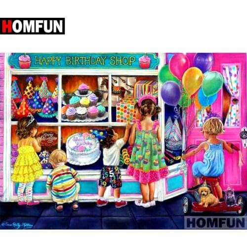 HOMFUN 5D Diy Diamond Painting Cross Stitch "Sweet Shop" Home Decor Full Rhinestones Inlay Diamond Embroidery A07215