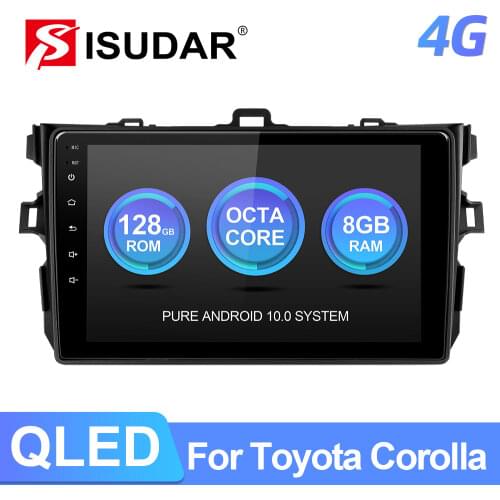 ISUDAR T72 Car Radio For Toyota Corolla E140/150 2007-2011 Android 10 Multimedia GPS DVR Camera RAM 6GB ROM 128GB 4G WIFI QLED