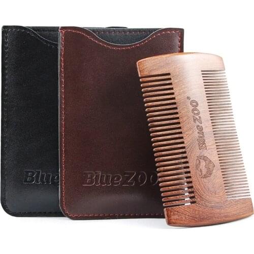 Bluezoo Black Gold Sandalwood Double-Sided Beard Comb Beard Portable Comb Nursing Care Product Anti-Static Makeup Gift Hot Sale