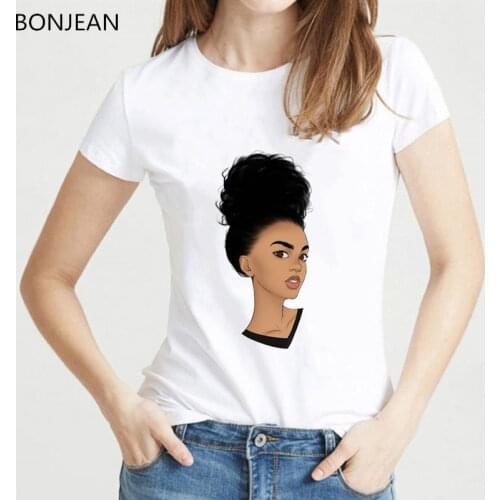 Vogue black girl print t shirt femme Melanin Poppin Women T Shirt harajuku shirt summer tops tee female t-shirt tumblr clothes