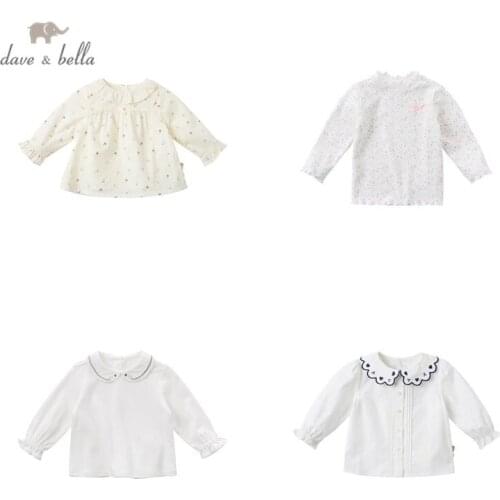 DB10480-1 dave bella baby girls spring infant baby fashion t-shirt toddler top children high quality tees lovely clothes