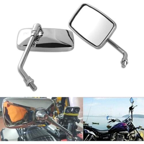 DERI 2pcs Universal Rectangle Motorcycle Rearview Mirrors Side Mirror 10mm Chrome retrovisor de moto mirror moto For Honda