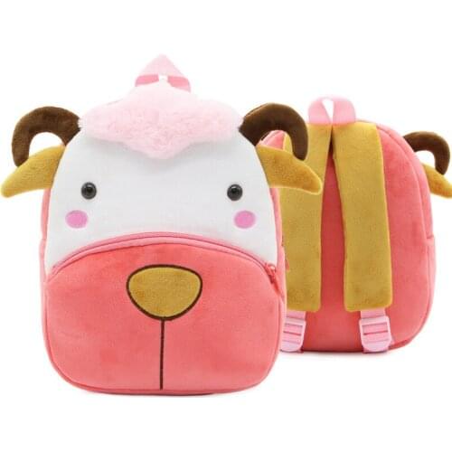 Children School Backpack Cute Cartoon Sheep Design Comfortable Soft Plush Material For Toddler Baby Kindergarten Kids Snacks Bag