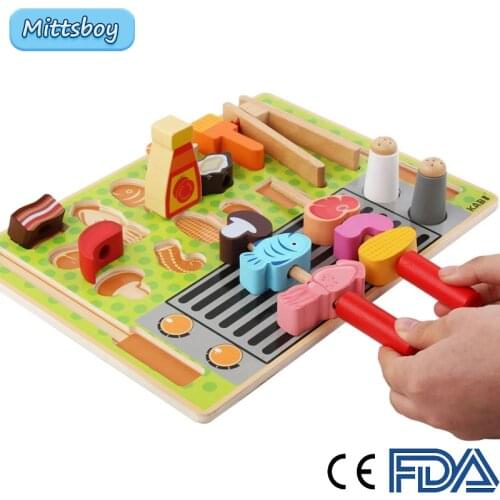 New Montessori DIY Simulation Fruits Vegetables Toy 3D Wooden Classic Game Kitchen Serie Toy Early Education Gift Play House Toy