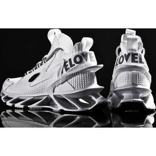 Breathable Mesh Sneakers Men Outdoor Blade Mens Running Shoes Black White Man Sports Shoes Lace Up Road Jogging Trainers 44 45