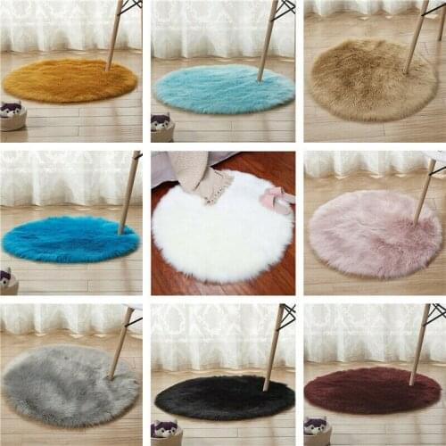 Round Fluffy Rug Carpets for Living Room Decor Faux Fur Rugs Kids Room Area Rugs Modern Mats Shaggy Plush Rugs for Bedroom