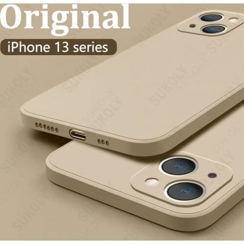 Square Liquid Silicone Case For iPhone 13 12 11 Pro Max 13 Mini XR X XS MAX SE 2020 8 7 Plus Camera Protect Soft Case Cover