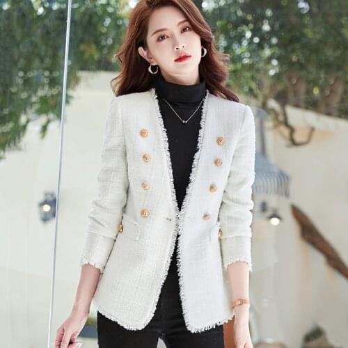 Small suit jacket womens autumn clothing 2021 new temperament jacket small fragrance style British style suit trend
