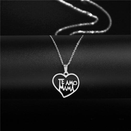 Stainless Steel Minimalist Jewelry MOM Love Heart Pendant Necklace Mothers day gift