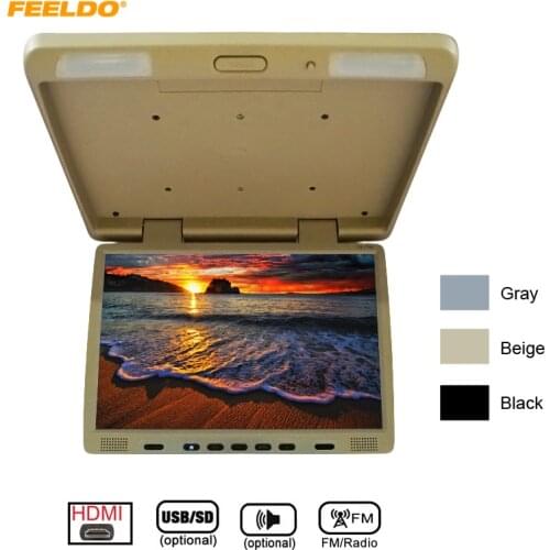 FEELDO DC12V Truck Bus 17" TFT LCD Foof Mounted Monitor Flip Down Monitor For Car DVD Player with HDMI MP5 FM Speaker
