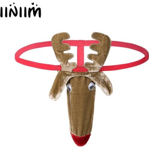 US/UK STOCK Mens Male Lingerie Underwear Sexy Christmas Reindeer Jockstraps Bulge Pouch Bikini G-String Thong Panties Underpants