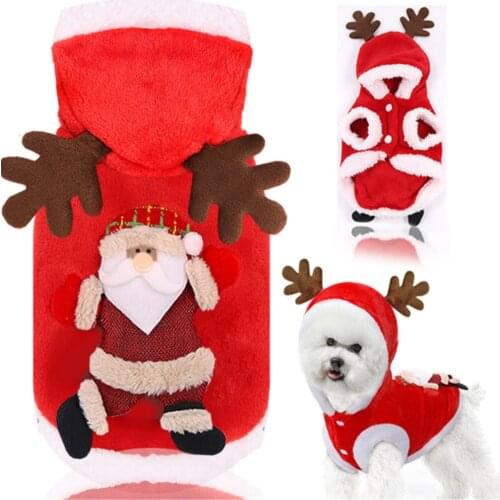Pet Clothes Autumn And Winter Flannel Warm Festive Clothes Dog Clothes Cat Elk Christmas Clothes New Year Old People