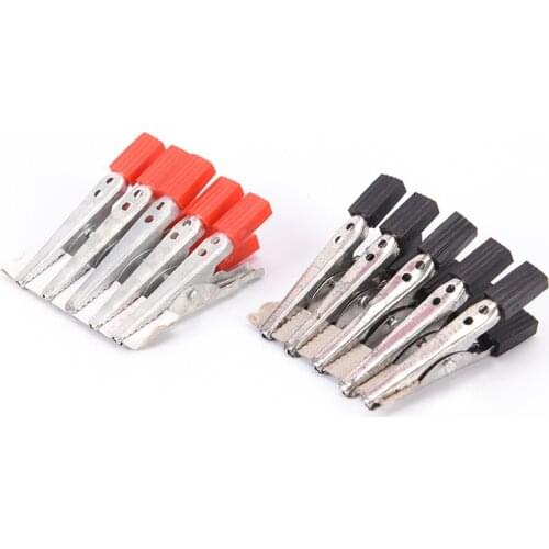 One Or 10pcs 55MM Metal Alligator Clip Crocodile Electrical Clamp For Testing Probe Meter Black And Red With Plastic Boot