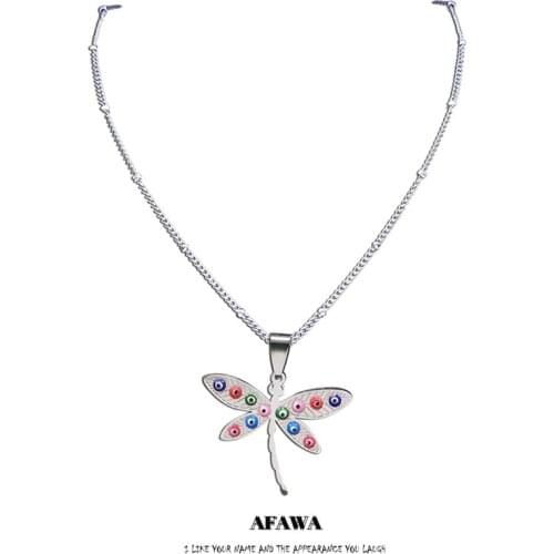 Stainless Steel Colorful Turkey Eyes Dragonfly Necklaces Women Silver Color Islam Necklaces Jewelry oeil turc N5235S03