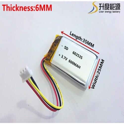 Tablet polymer battery 602535 600mah 3.7V lithium polymer battery MP3 MP4 GPS The connector