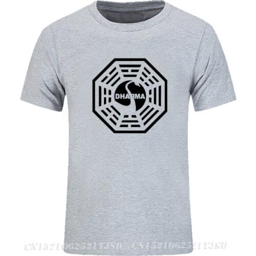 LOST Dharma Initiative Mens Extended Tshirt Oversized Fashion Casual Short Sleeved Printed Tee Shirt for Men Custom
