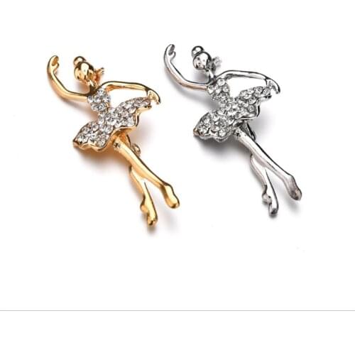 Multicolor Crystals Pretty Flower Skirt Ballet Dancer Ballerinas Brooch Women Girls Gift Pins Broach