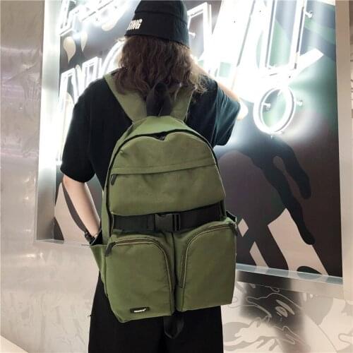 Backpack womens large-capacity casual light tide brand ins backpack street Korean waterproof college wind bag class bag