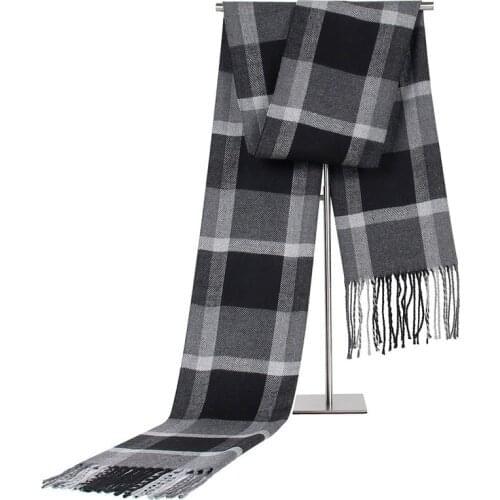 Plaid Mens Scarf Male Classic Mens Business Warm Scarf Tassel Thickened Warm Neckband Imitation Cashmere Scarf