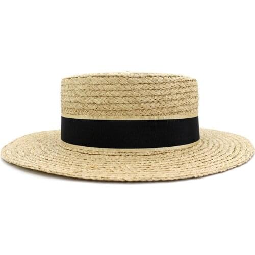 Straw Hat Women Panama Summer Sun Beach UV Protection Ribbon Wide Brim Flat Holiday Outdoor Cap Accessory For Lady Girls