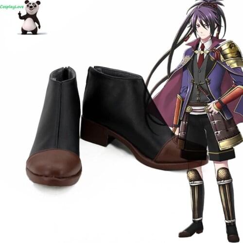 Touken Ranbu Online Fudou Yukimitsu Black Brown Cosplay Shoes Long Boots Newest Custom Made CosplayLove