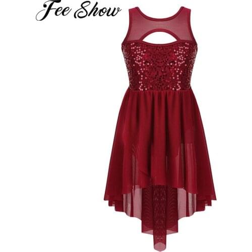 New Kids Ballet Dance Leotard Tutu Dress Sleeveless High-low Hem Girls Gymnastics Leotard Crisscross Back Lyrical Dance Costumes