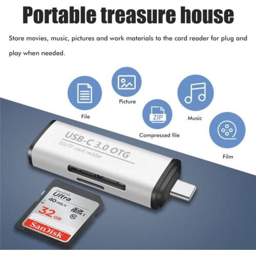 USB C Type-C OTG Memory Card Adapter With Keychain Hook Portable USB-C SD TF OTG Card Reader
