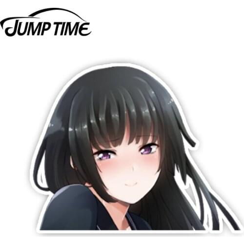Jump Time 13cmx 6.2cm Car Styling Anime Black Bullet PEEK Sticker Window Funny Decal Vinyl Sexy Girl Tendou Kisara Car Stickers