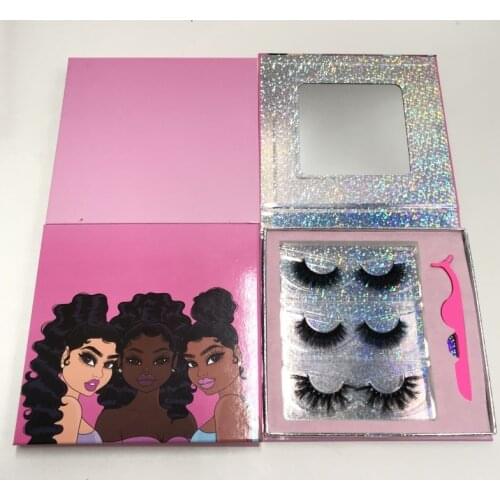 New Styles Mirror Lash Box Custom Logo 3pairs Eyelash Packaging Lashes Set Eyeliner Glue Pen Daily Makeup Eye Lash Applicators