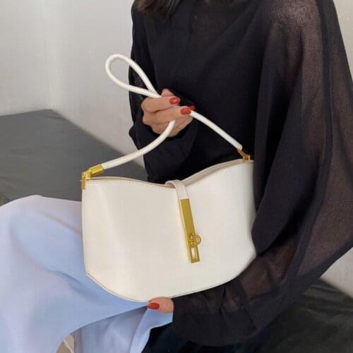 Luxury Design Solid Color Small PU Leather Shoulder Bags For Women 2021 Simple Handbags And Purses Female Fashion Travel Totes