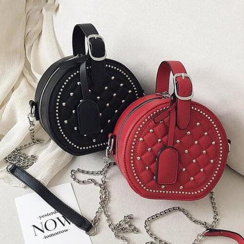 Luxury Temperament 2021 Summer New Tide Fashion Design Rhombus Shoulder Small Round Bag Hundred With PU Ladies Handbag Leather