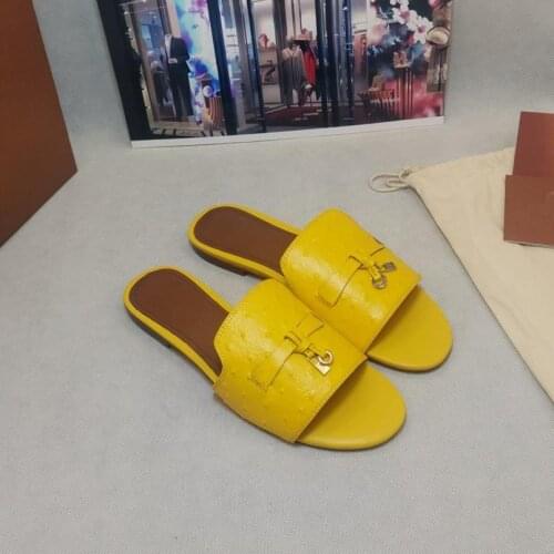 2021 Flat Woman Slippers Genuine Leather Woman Shoes Luxury Slippers Outdoor Slippers Cozy Female Shoes Summer Zapatos De Mujer