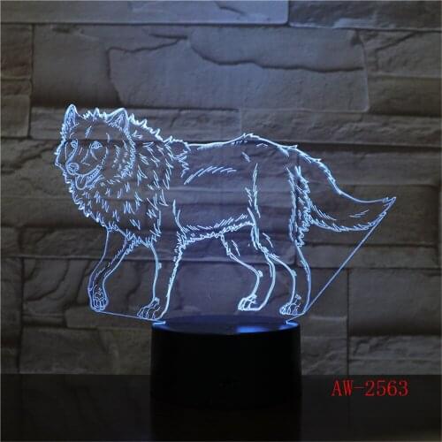 Animal Howl Wolf 3D Lamp LED USB Table Night Light Multicolor Lava RGB Lighting Luminaria Christmas Switch Touch Remote AW-2563