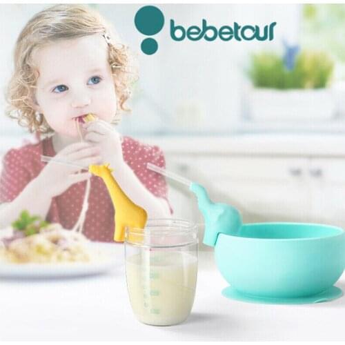 1 Pairs Cartoon Baby Toddler Learn to Drink High Quality Silicon Straws Stands
