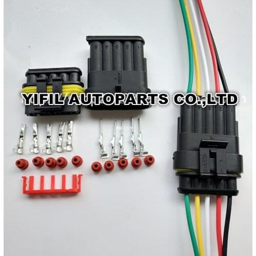 10sets/lot Tyco Superseal AMP 1.5 Kit 5 Pin/Way Male Female Auto Sealed Connector Plug With Cable Pigtail 282107-1 282089-1