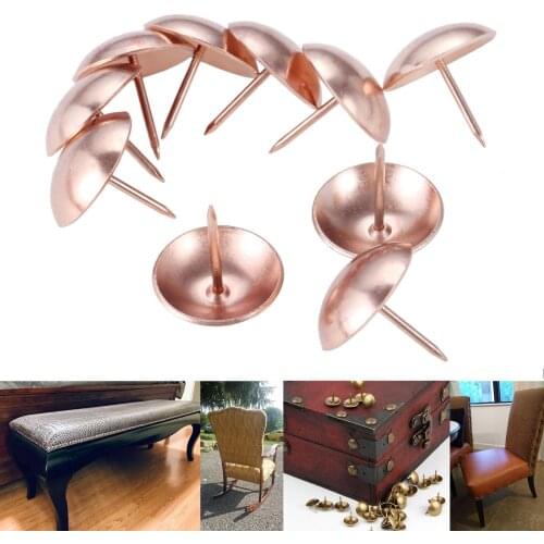 10pcs 25mm Rose Gold Vintage Upholstery Nail Antique Jewelry Case Box Sofa Tack Stud Pushpin Decorative Furniture Nails