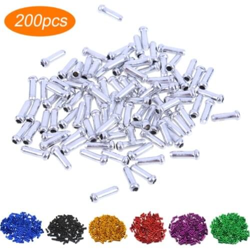 200/100 Pcs Bicycle Cable End Caps Aluminum Bike Bicycle Brake Shifter Inner Cable Tips Wire End Cap Crimps MTB Bike Accessories