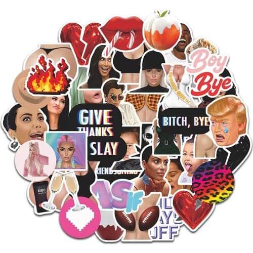 44Pcs Sexy Kardashian Stickers Adult Waterproof For Mobile Phone Diy Refrigerator Skateboard Car Accessories Sticker