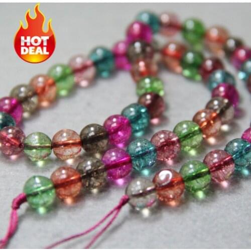 8mm Fashion Multicolor Tourmaline beads chalcedony beads Round DIY Beads stones 15" Jewelry making design wholesale