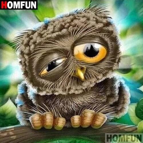 HOMFUN 5D DIY Diamond Painting Full Square/Round Drill "Animal owl" 3D Embroidery Cross Stitch gift Home Decor A01825