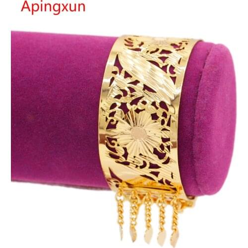 PINXUN New Flower Dubai Gold Color Bangles For Women Girls Ethiopian African Cuff Bracelet Wedding Luxury Jewelry Party Gifts