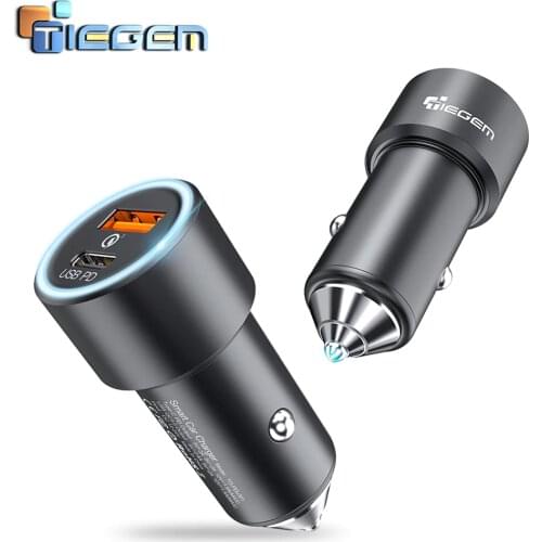 TIEGEM Dual USB Car Charger for iPhone USB Type C PD Quick Charge 3.0 QC3.0 Car Charger For Samsung S9 Xiaomi Sony Car-Charger
