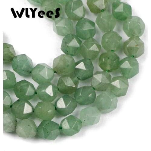 Natural Stone beads Big Faceted Green aventurine Loose Stone Beads For Jewelry Making DIY Bracelet Earrings Accessories 15'' 8mm