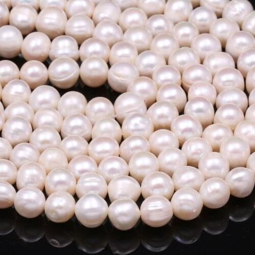 Natural Freshwater Pearl Beads For DIY Jewelry Making Necklaces Bracelets Earrings White 8-9mm 36cm