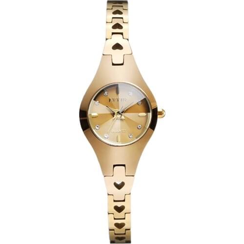 Lvyin The new small round dial rose brown fashion simple steel belt butterfly double snap watch