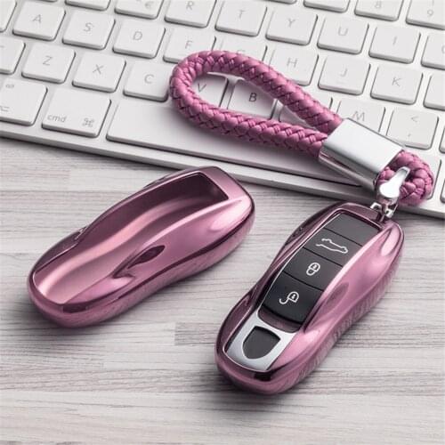 TPU Car Key Cover with PU Leather Key Holder For Porsche Cayenne 958 Macan 911 996 Boxster 986 987 Cayman 991 92A for Panamera