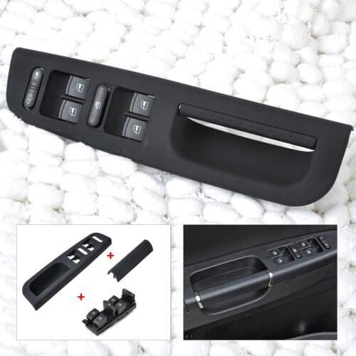 CITALL Black Car Master Window Switch+Panel Bezel+Interior Handle Trim Cover Set 1J4 959 857 3B0867175 for VW Passat Jetta Golf