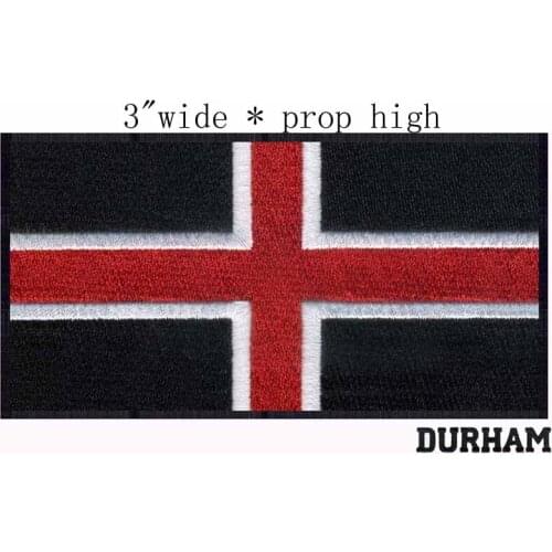 Durham, England Flag 3" wide embroidery patch for full colors/red and white cross/oceanside